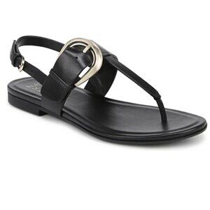 NEW Naturalizer Taylor Flat Sandals Black Leather 8W Ankle Strap